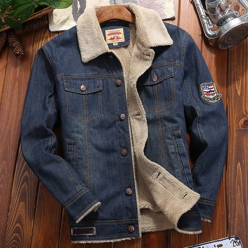 Herren Denimjacke mit wärmender Sherpa-Innenfütterung und Retro-Worker-Details Nord Taschen