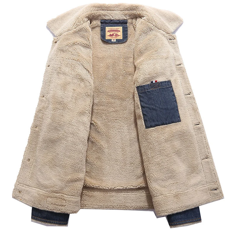 Herren Denimjacke mit wärmender Sherpa-Innenfütterung und Retro-Worker-Details Nord Taschen
