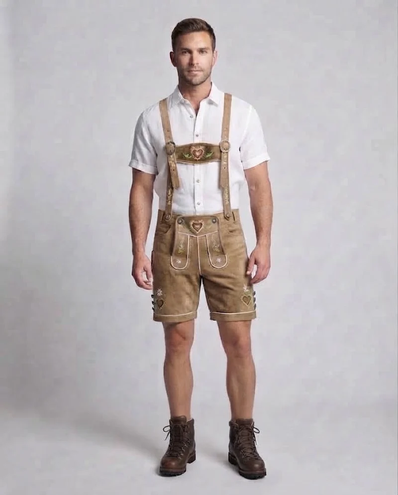 Herren traditionelle Trachtenshorts mit detaillierter Stickerei Nord Taschen