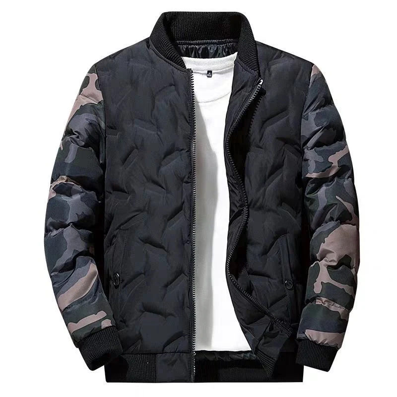 Herren gesteppte Bomberjacke mit camouflage-Ärmeln, wattierter Thermofütterung und Rippbündchen Nord Taschen