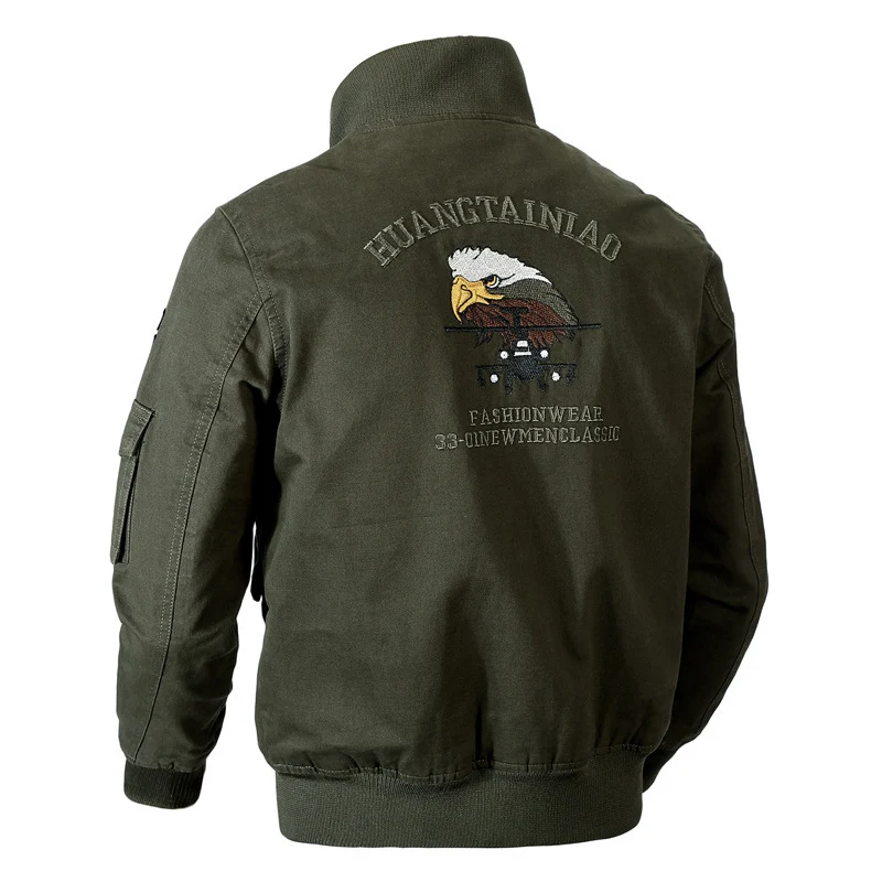 Herren Canvas-Pilotenblouson im Field-Style mit hohem Kragen, Patch-Applikationen und Mehrzwecktaschen Nord Taschen