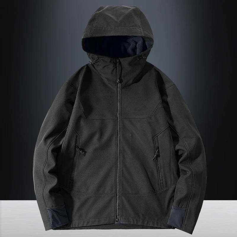 Herren leichte Softshell-Funktionsjacke mit Kapuze, winddichter Membran und ergonomischem Schnitt Nord Taschen