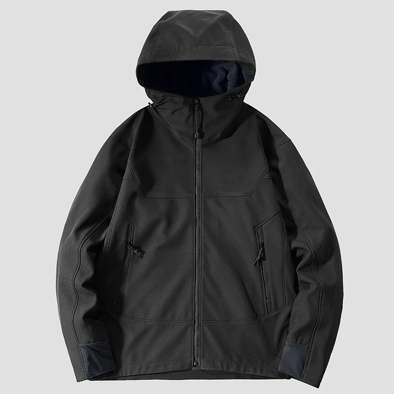 Herren leichte Softshell-Funktionsjacke mit Kapuze, winddichter Membran und ergonomischem Schnitt Nord Taschen