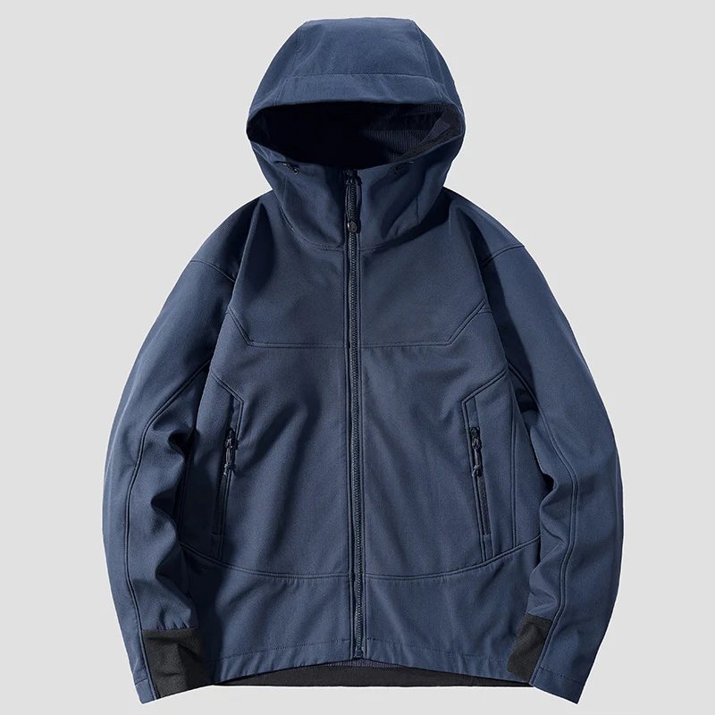 Herren leichte Softshell-Funktionsjacke mit Kapuze, winddichter Membran und ergonomischem Schnitt Nord Taschen