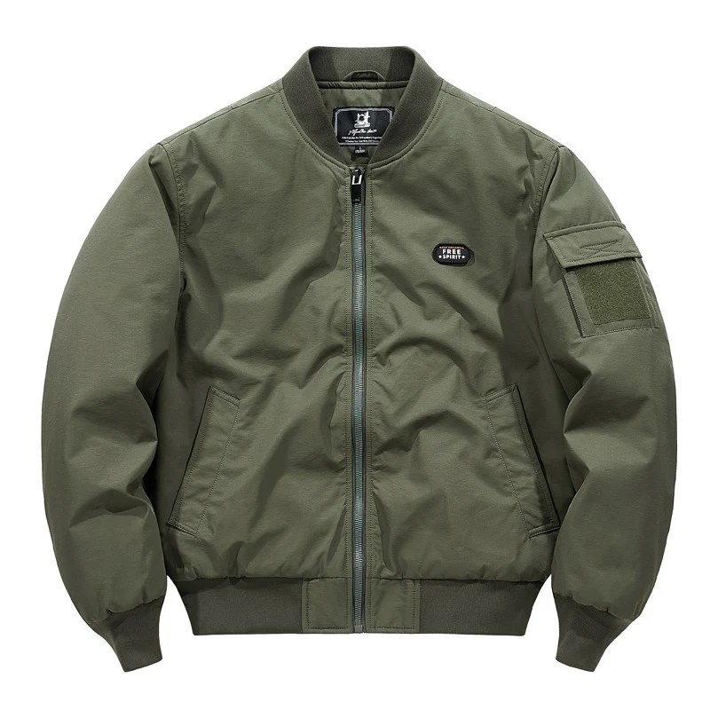 Herren Leichte Pilot‑Bomberjacke im Utility‑Stil mit Ärmeltasche und Patch‑Detail Nord Taschen