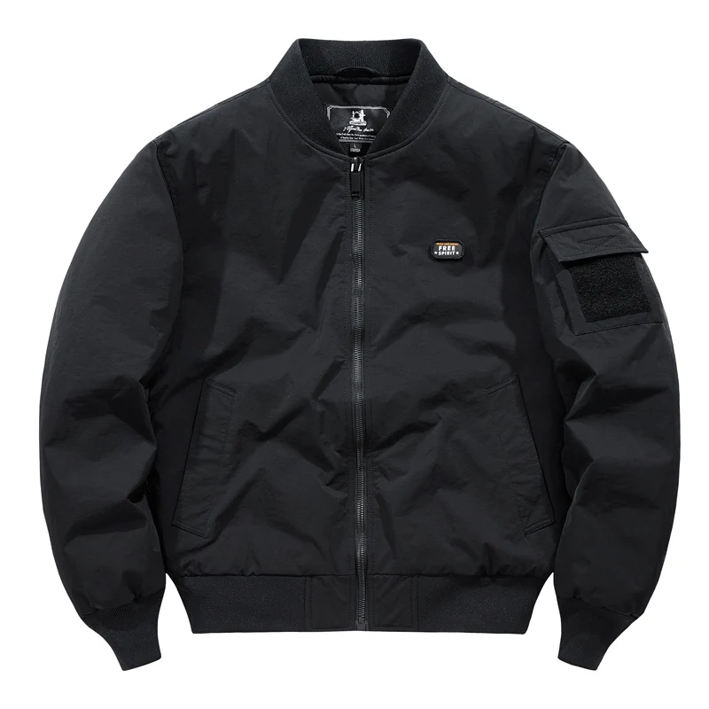 Herren Leichte Pilot‑Bomberjacke im Utility‑Stil mit Ärmeltasche und Patch‑Detail Nord Taschen