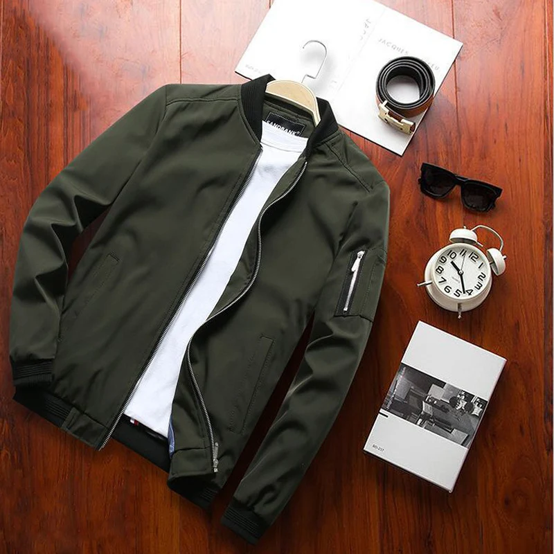 Herren leichte Nylon-Bomberjacke mit Ärmeltasche, gerippten Bündchen und minimalistischem Pilotencut Nord Taschen