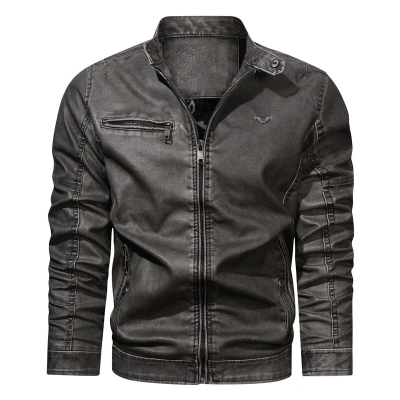Herren Denim-Blouson im Pilotenstil mit tailliertem Schnitt, Reißverschlusstaschen und Steppdetails Nord Taschen