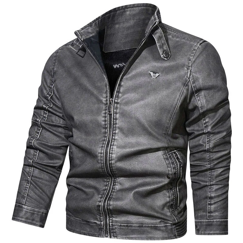 Herren Denim-Blouson im Aviator-Look mit hochschließendem Stehkragen, Zierfaltenärmeln und verdeckten Reißverschlusstaschen Nord Taschen