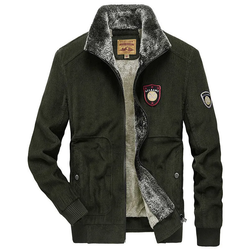 Herren Cordjacke mit wärmender Teddy-Innenfütterung und Badge-Details Nord Taschen
