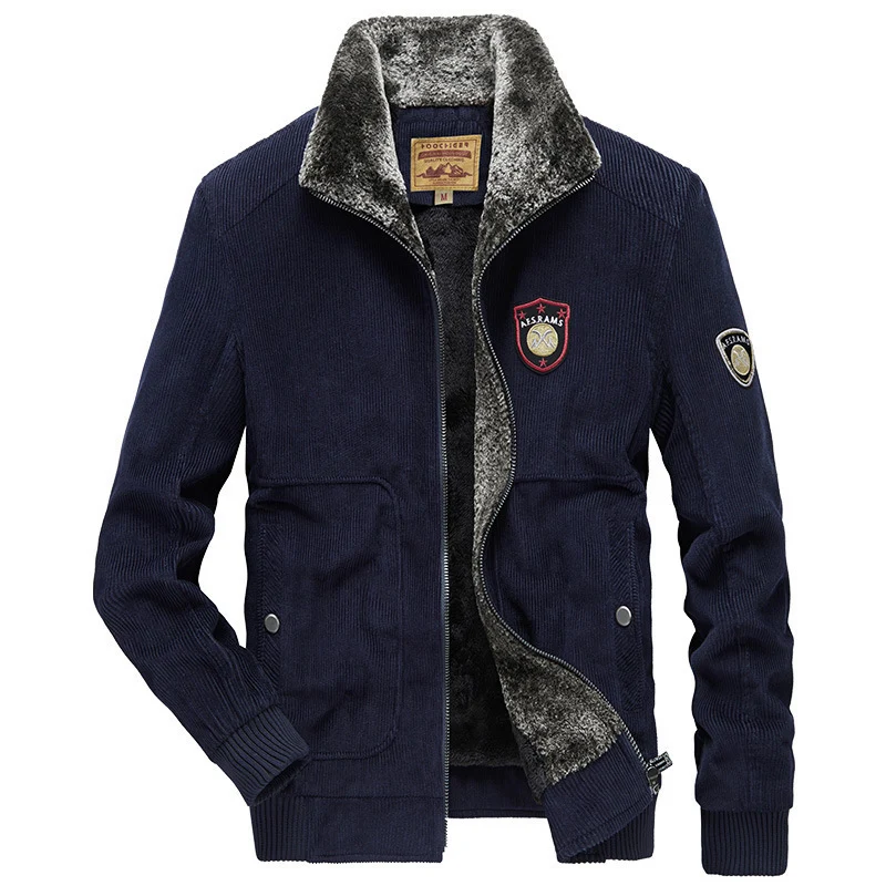 Herren Cordjacke mit wärmender Teddy-Innenfütterung und Badge-Details Nord Taschen