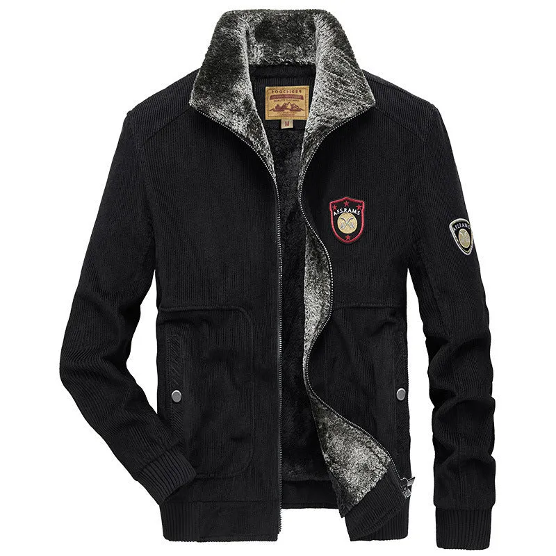 Herren Cordjacke mit wärmender Teddy-Innenfütterung und Badge-Details Nord Taschen