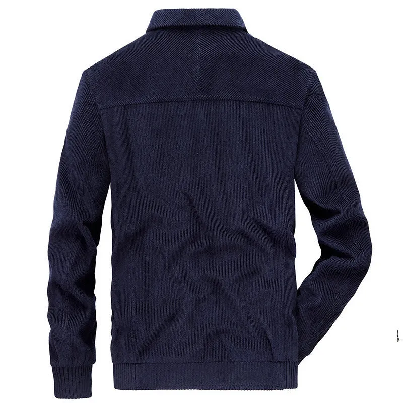 Herren Cordjacke mit Stehkragen, durchgehendem Reißverschluss und Badge-Details Nord Taschen