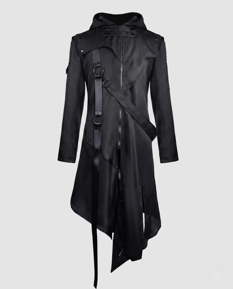 Damen asymmetrischer Kapuzenmantel mit modischen Details und praktischen Taschen Nord Taschen