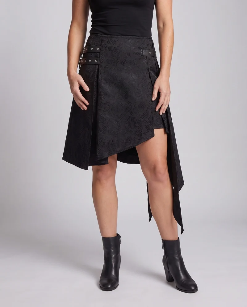 Damen asymmetrischer Rock mit Schnallen und floralem Design Nord Taschen