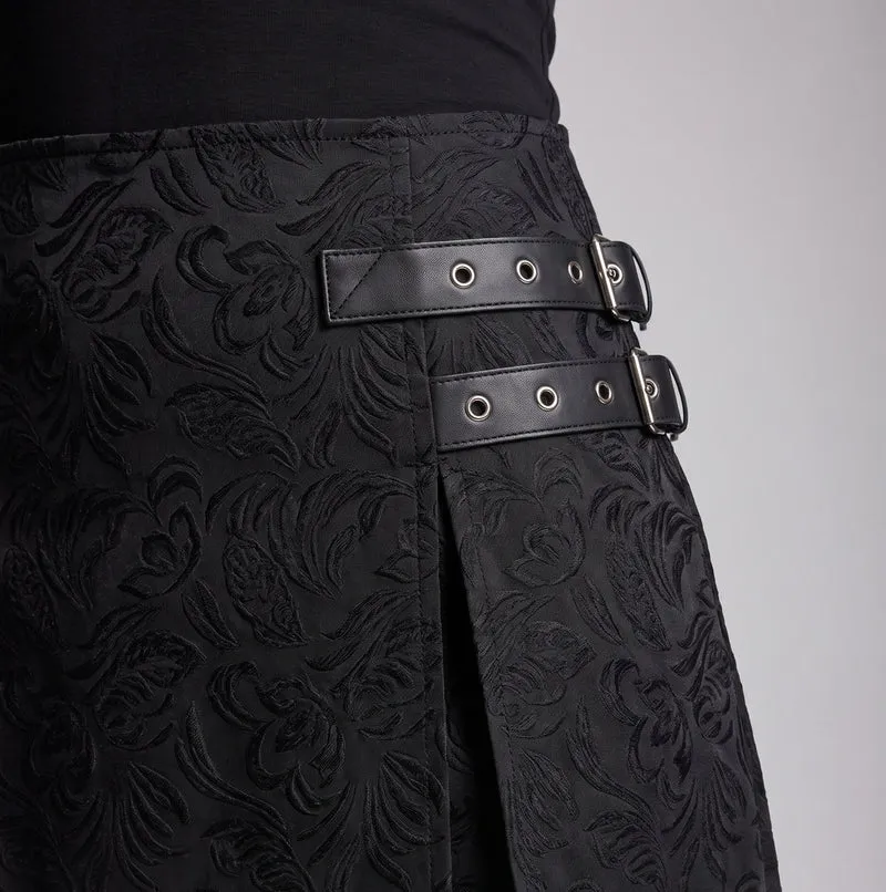 Damen asymmetrischer Rock mit Schnallen und floralem Design Nord Taschen