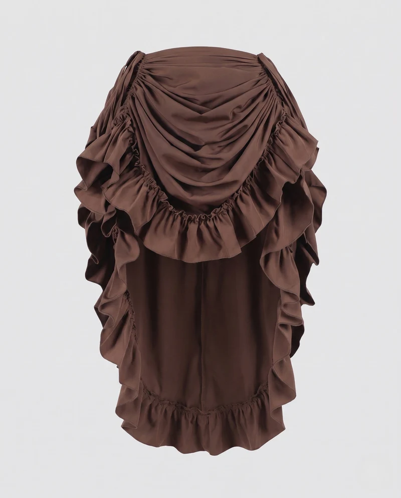 Damen asymmetrischer Rüschensaumrock mit eleganter Drapierung Nord Taschen