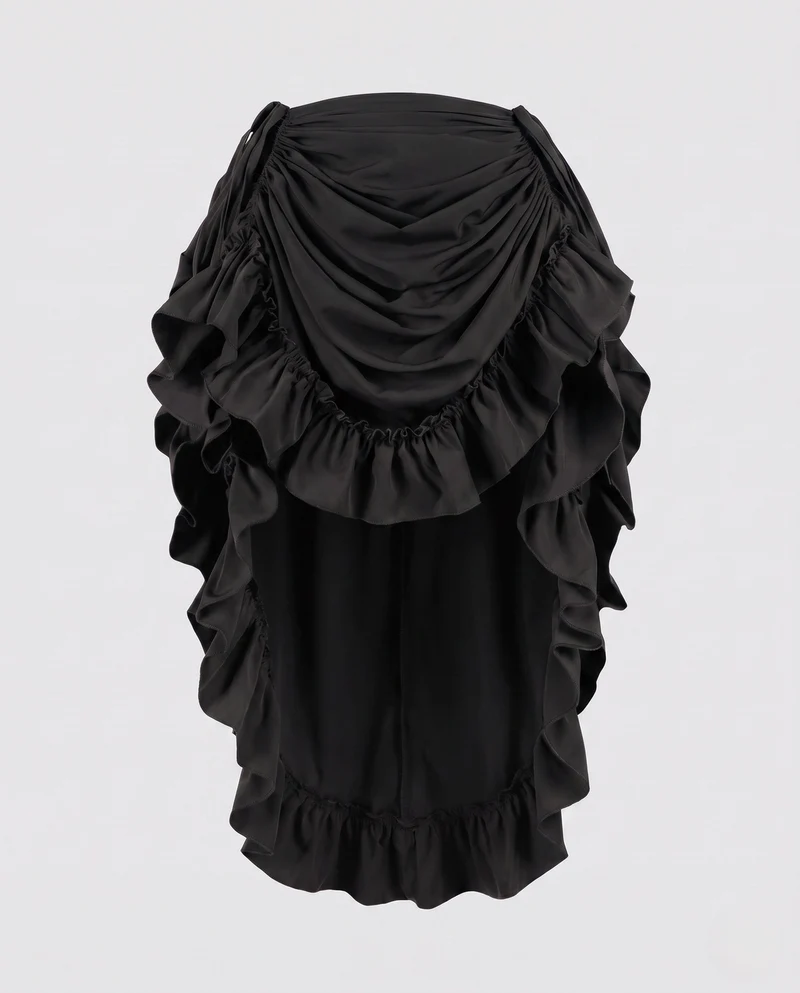 Damen asymmetrischer Rüschensaumrock mit eleganter Drapierung Nord Taschen