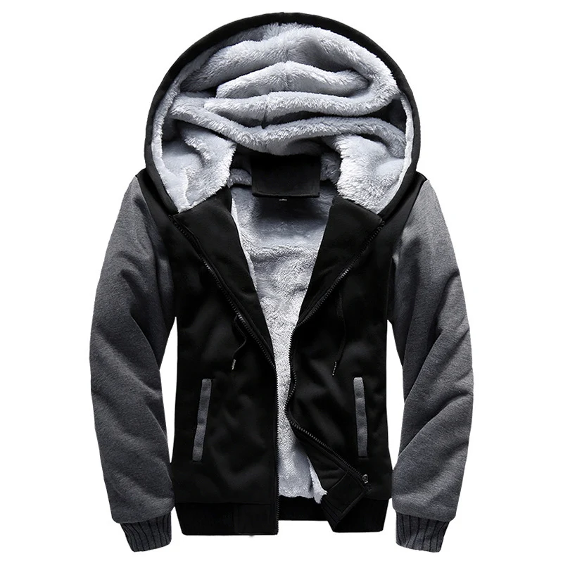 Herren Gepolsterte Kapuzenjacke mit Teddyfleece-Innenfutter, zweifarbigem Ärmeldesign und Reißverschluss Nord Taschen