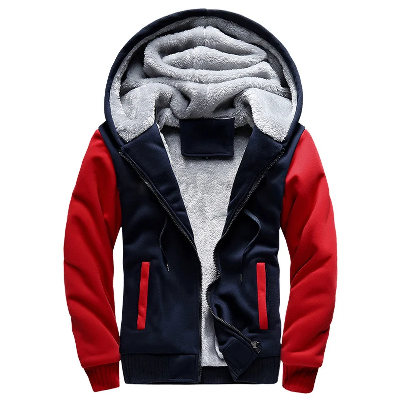 Herren Gepolsterte Kapuzenjacke mit Teddyfleece-Innenfutter, zweifarbigem Ärmeldesign und Reißverschluss Nord Taschen