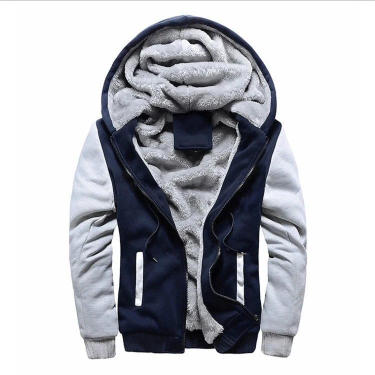 Herren Gepolsterte Kapuzenjacke mit Teddyfleece-Innenfutter, zweifarbigem Ärmeldesign und Reißverschluss Nord Taschen