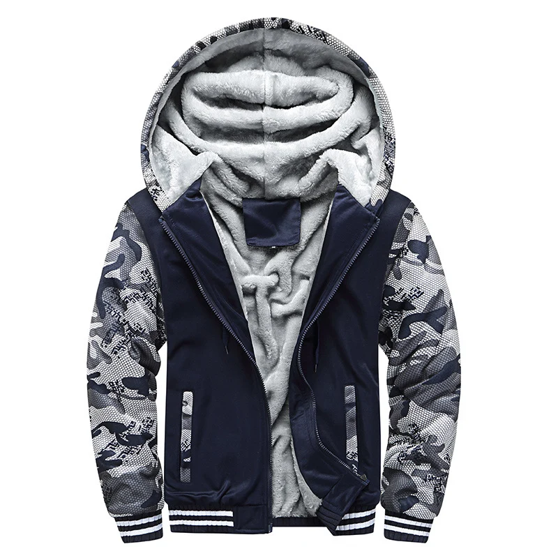 Herren Gepolsterte Kapuzenjacke mit Teddyfleece-Innenfutter, zweifarbigem Ärmeldesign und Reißverschluss Nord Taschen