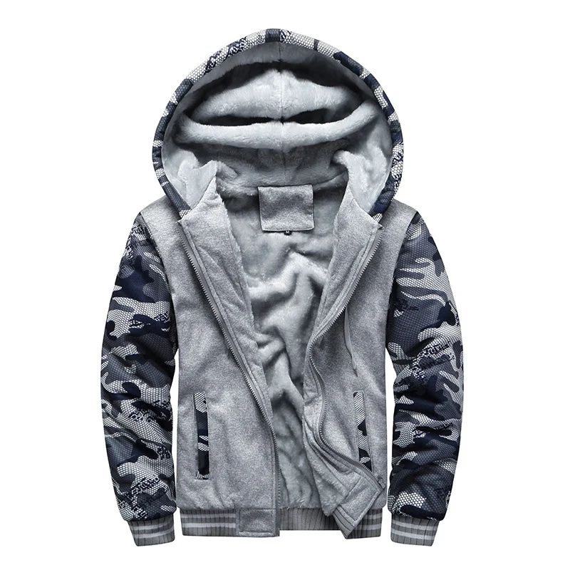 Herren Gepolsterte Kapuzenjacke mit Teddyfleece-Innenfutter, zweifarbigem Ärmeldesign und Reißverschluss Nord Taschen