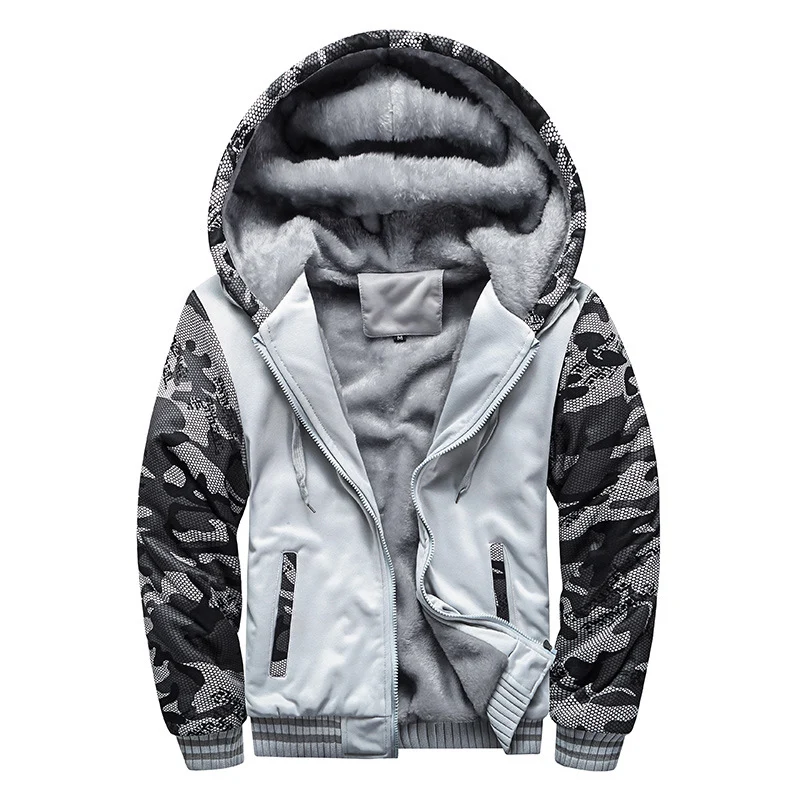 Herren Gepolsterte Kapuzenjacke mit Teddyfleece-Innenfutter, zweifarbigem Ärmeldesign und Reißverschluss Nord Taschen