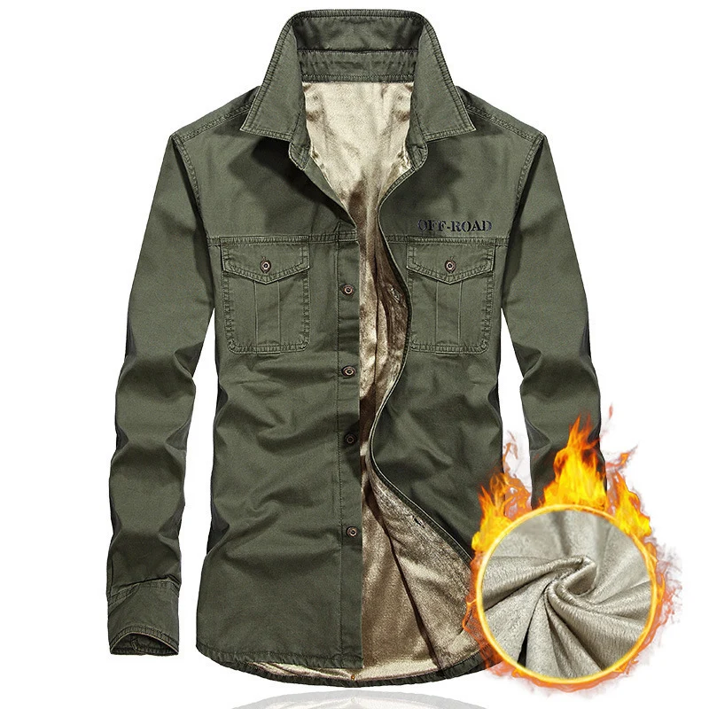 Herren gefüttertes Utility-Hemd mit Brustpattentaschen und Off-Road-Print Nord Taschen