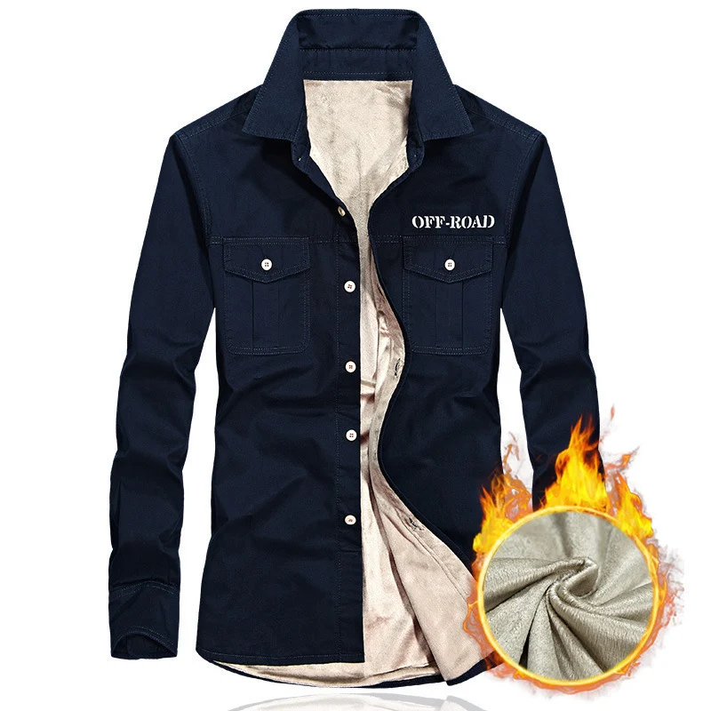 Herren gefüttertes Utility-Hemd mit Brustpattentaschen und Off-Road-Print Nord Taschen
