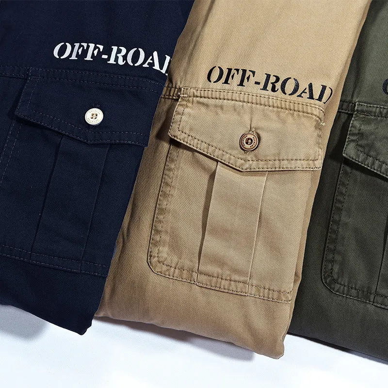 Herren gefüttertes Utility-Hemd mit Brustpattentaschen und Off-Road-Print Nord Taschen