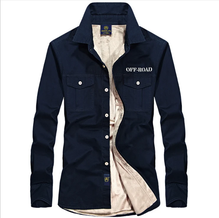 Herren gefüttertes Utility-Hemd mit Brustpattentaschen und Off-Road-Print Nord Taschen