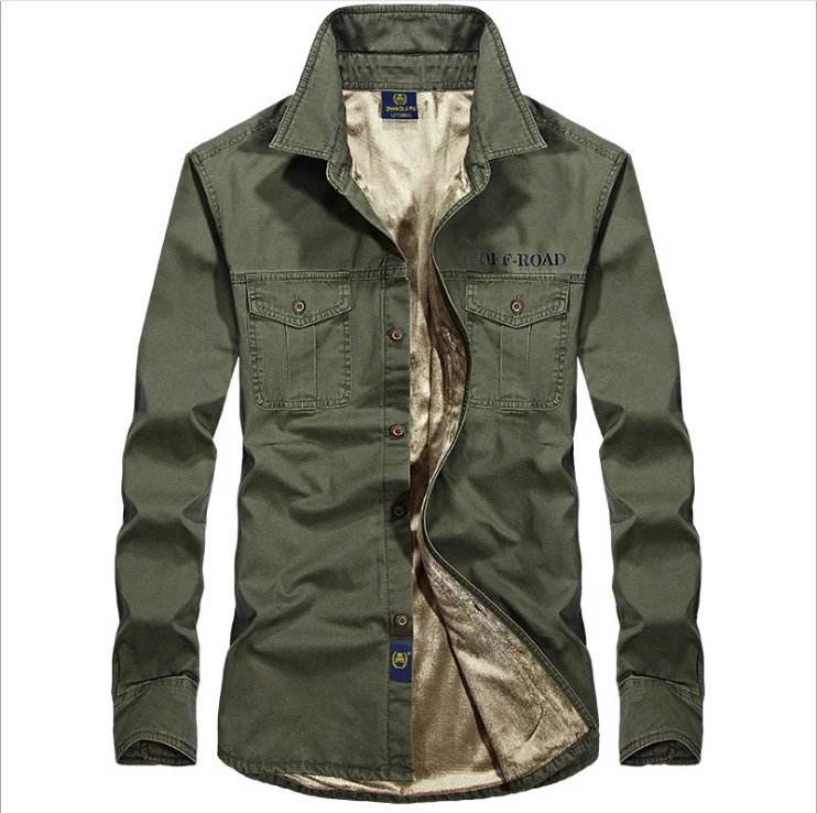 Herren gefüttertes Utility-Hemd mit Brustpattentaschen und Off-Road-Print Nord Taschen