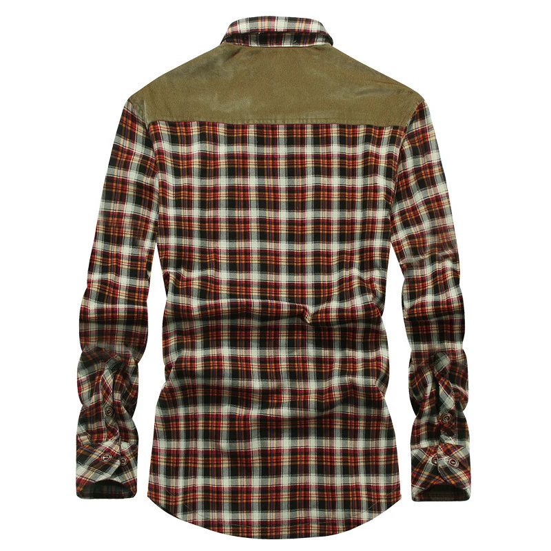 Herren Gefüttertes Karo‑Hemd mit Teddyfleece‑Innenfutter und Cord‑Schulterpasse Nord Taschen