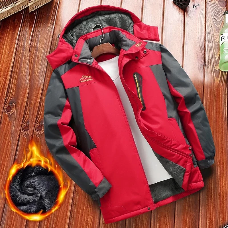 Herren gefütterter Winter‑Outdoorparka mit Teddyfleece‑Innenlage, Kapuze und wasserabweisender Shell Nord Taschen