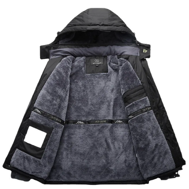 Herren gefütterter Winter‑Outdoorparka mit Teddyfleece‑Innenlage, Kapuze und wasserabweisender Shell Nord Taschen