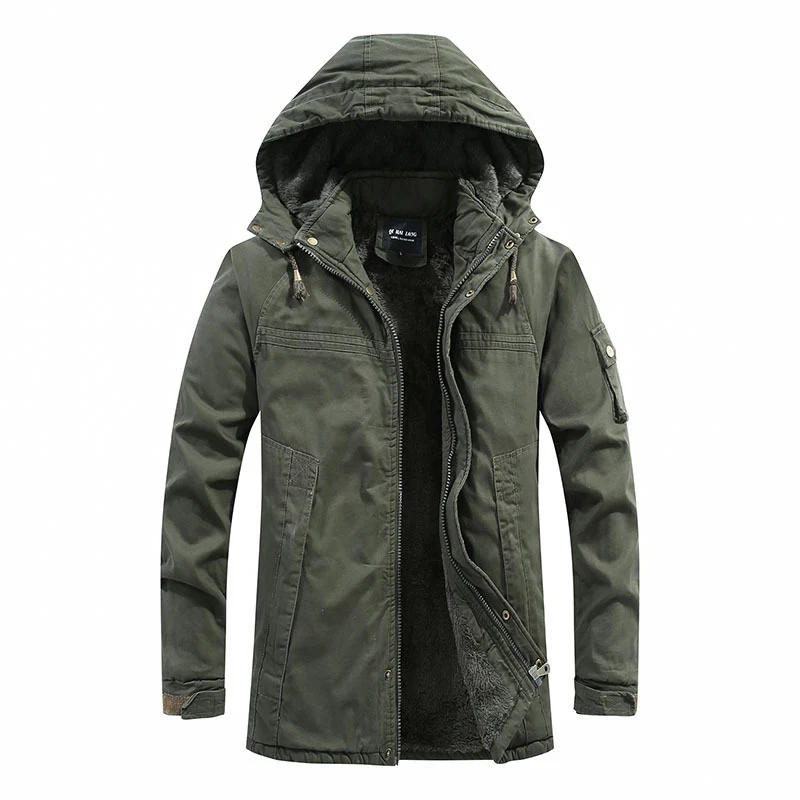Herren gefütterter Parka mit Teddyfleece-Innenfutter, Kapuze und Utility-Ärmeltasche Nord Taschen