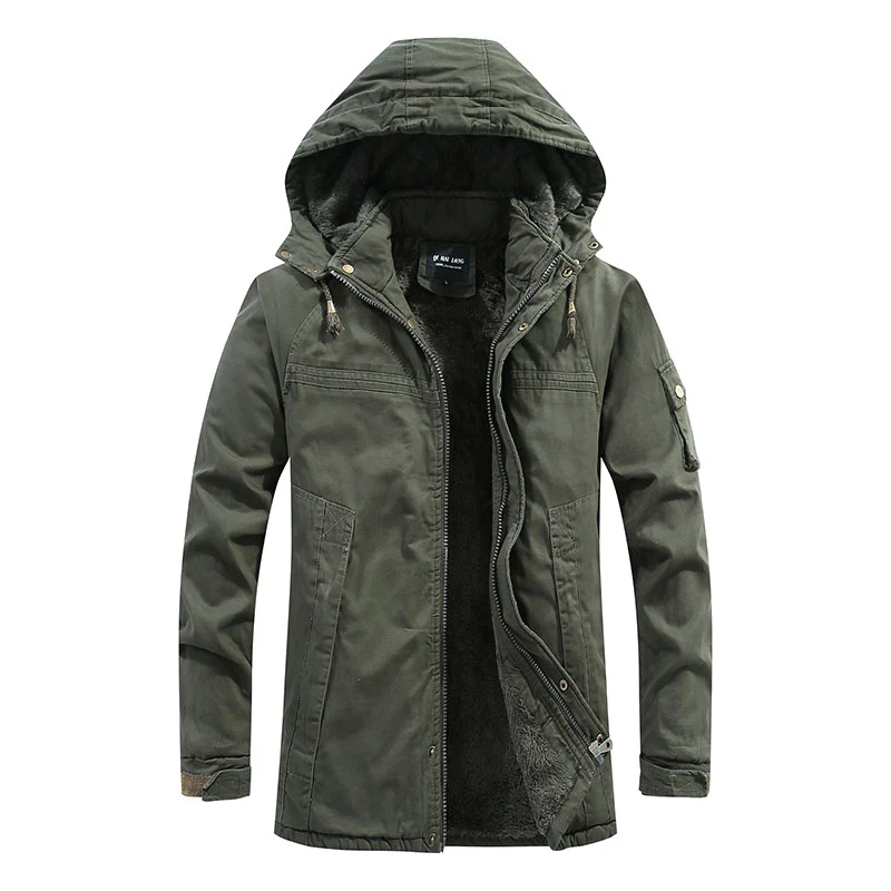 Herren gefütterter Parka mit Teddyfleece-Innenfutter, Kapuze und Utility-Ärmeltasche Nord Taschen