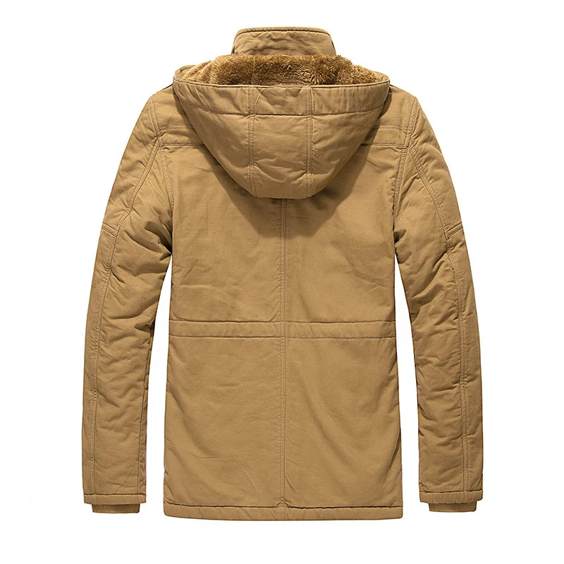 Herren Gefütterter Kapuzenparka mit Teddyfutter, Utility‑Taschen und robuster Canvas‑Optik Nord Taschen