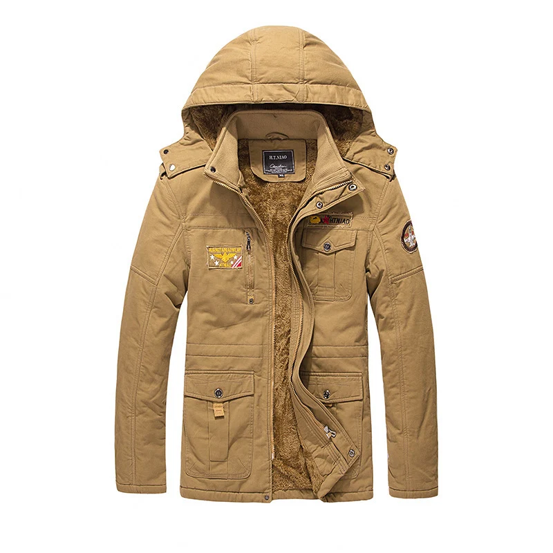 Herren Gefütterter Kapuzenparka mit Teddyfutter, Utility‑Taschen und robuster Canvas‑Optik Nord Taschen