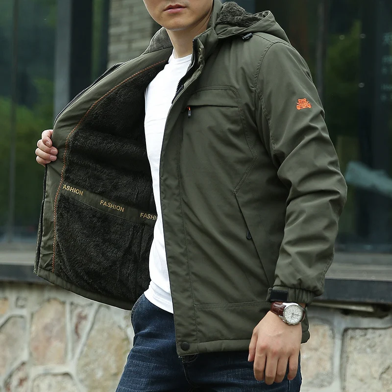 Herren Gefütterter Kapuzenparka mit Teddyfutter und winddichter Canvas‑Optik Nord Taschen