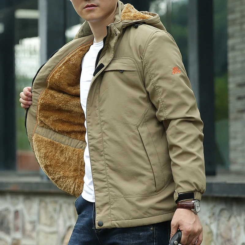 Herren Gefütterter Kapuzenparka mit Teddyfutter und winddichter Canvas‑Optik Nord Taschen