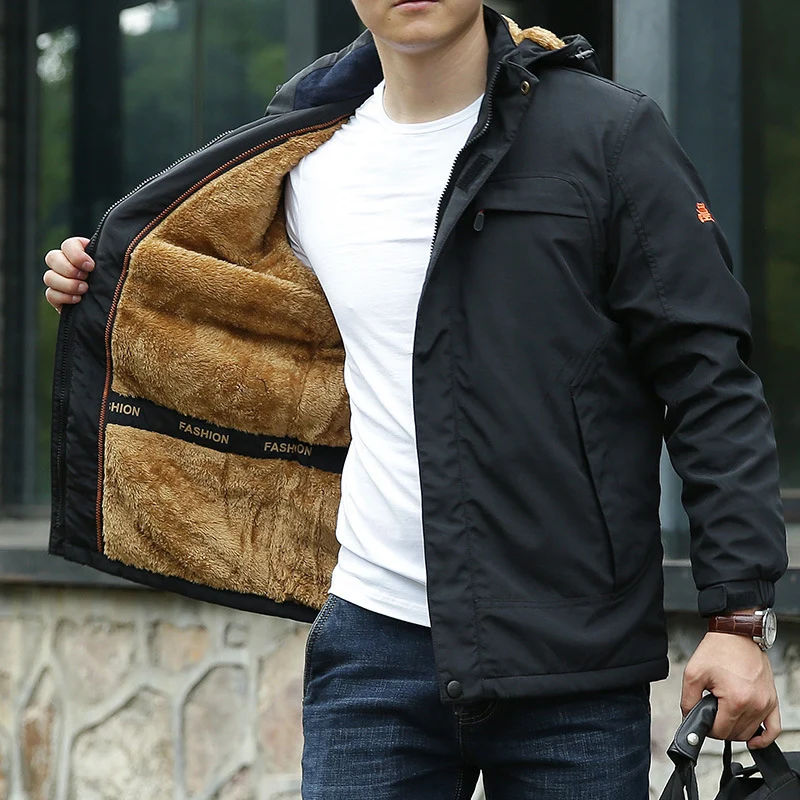 Herren Gefütterter Kapuzenparka mit Teddyfutter und winddichter Canvas‑Optik Nord Taschen