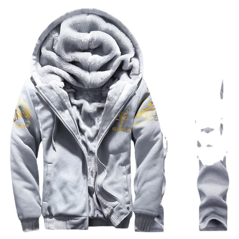 Herren gefütterter Hoodie-Trainingsanzug mit Teddyfleece-Innenfutter, Reißverschlussjacke und Jogger Nord Taschen