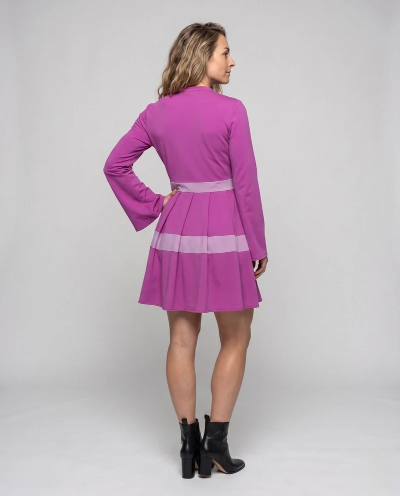 Damen Freizeitkleid mit lockerer Passform und strukturiertem Rock Nord Taschen