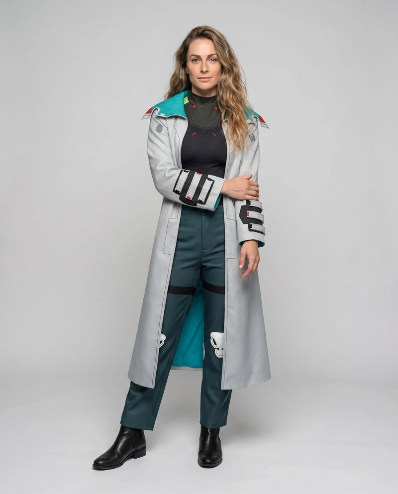 Frauen futuristisches Cosplay-Set mit robuster Jacke und passender Hose Nord Taschen