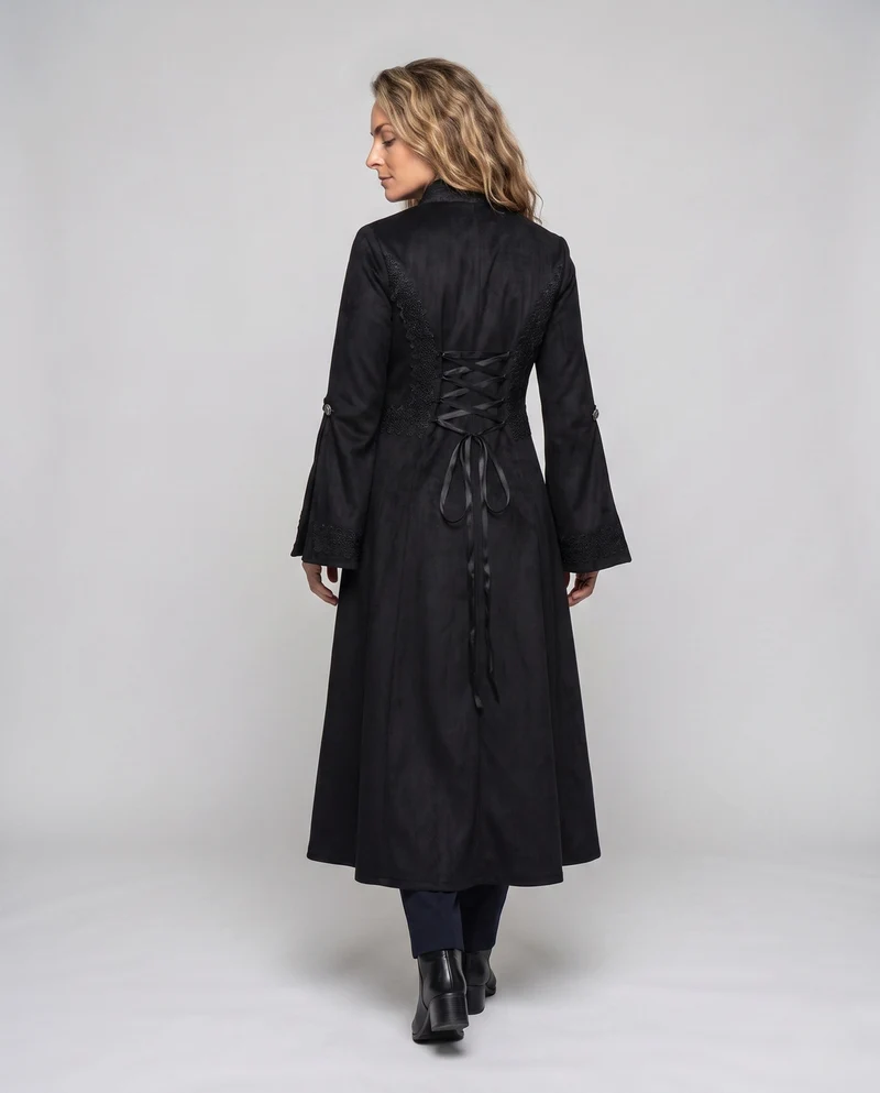 Frauen Gothic Lange Jacke Nord Taschen