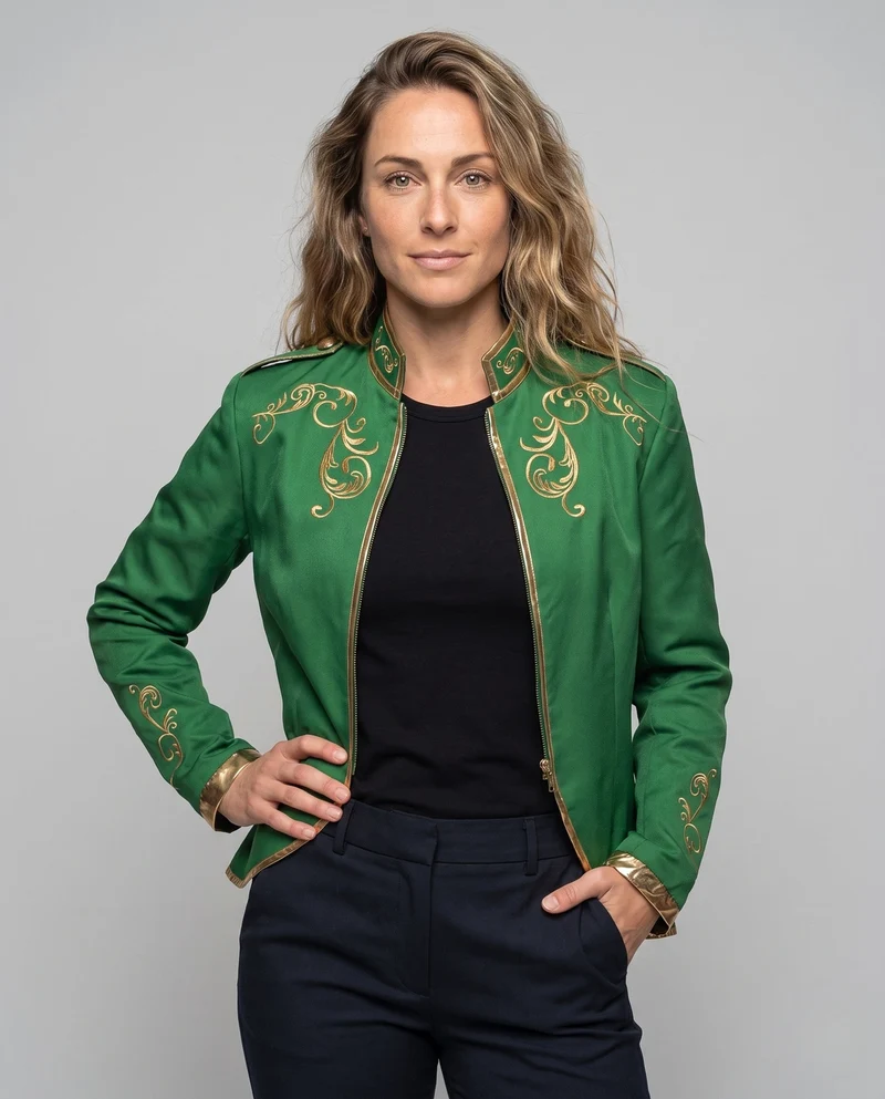 Damen historisches Kostümjacke mit aufwendigen Verzierungen Nord Taschen