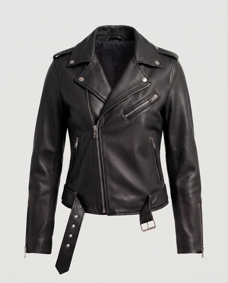 Damen Bikerblouson Tailliert Zier-Reißverschlüsse Gürtel - Vittorelli