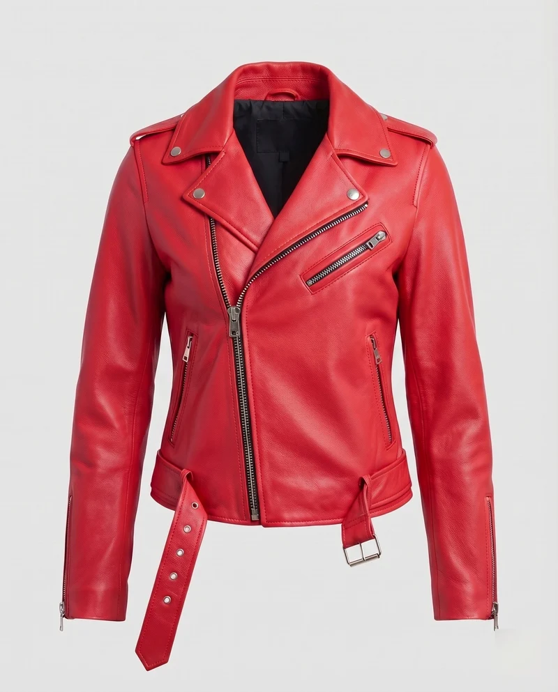 Damen Bikerblouson Tailliert Zier-Reißverschlüsse Gürtel - Vittorelli